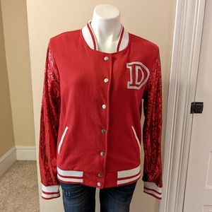Weissman Red and white with sequin sleeve Dance Varsity jacket size small